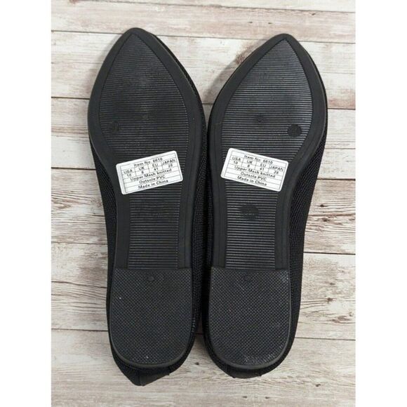 Womens Size 10 Black Mesh Knitted Comfort Pointed Toe Slip On Ballet Flat - Picture 9 of 10